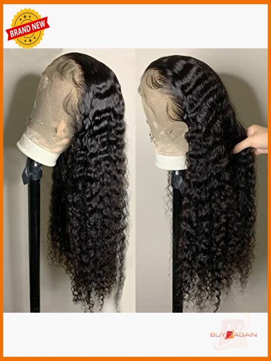 Deep Wave Lace Front Wig Human Hair 180% Density 13x4 HD Lace Pre Plucked main image 4